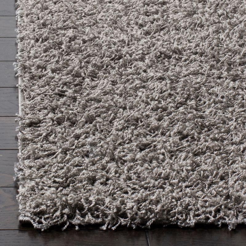 Luxurious Athens Light Grey Square Shag Rug, 6' x 9', Easy Care