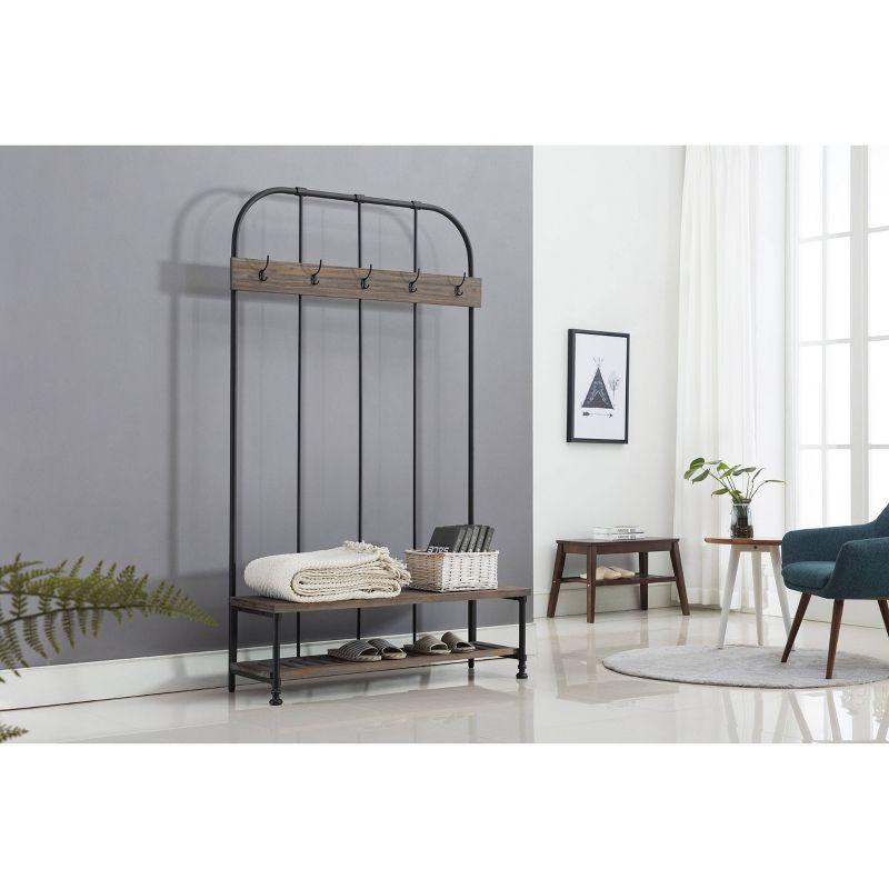 Boraam Annie Hall Tree Natural: Modern Entryway Organizer with 5 Hooks, Wood Frame, Adult Assembly Required