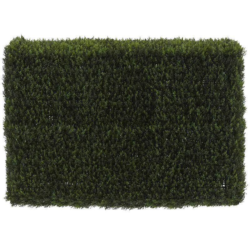 Nearly Natural Artificial 20" Decorative Cedar Hedge Indoor/Outdoor: Faux Floral Accent, Polyester & Plastic