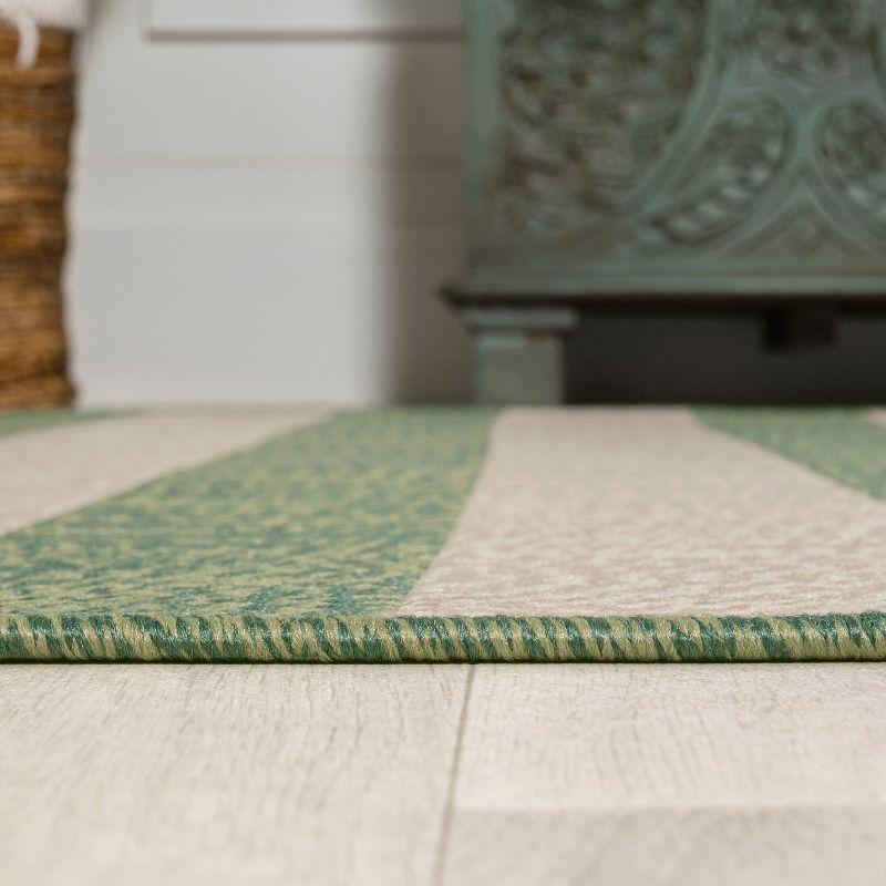 4' x 6' Negril Two-Tone Wide Stripe Indoor/Outdoor Area Rug, Green/Cream - JONATHAN Y