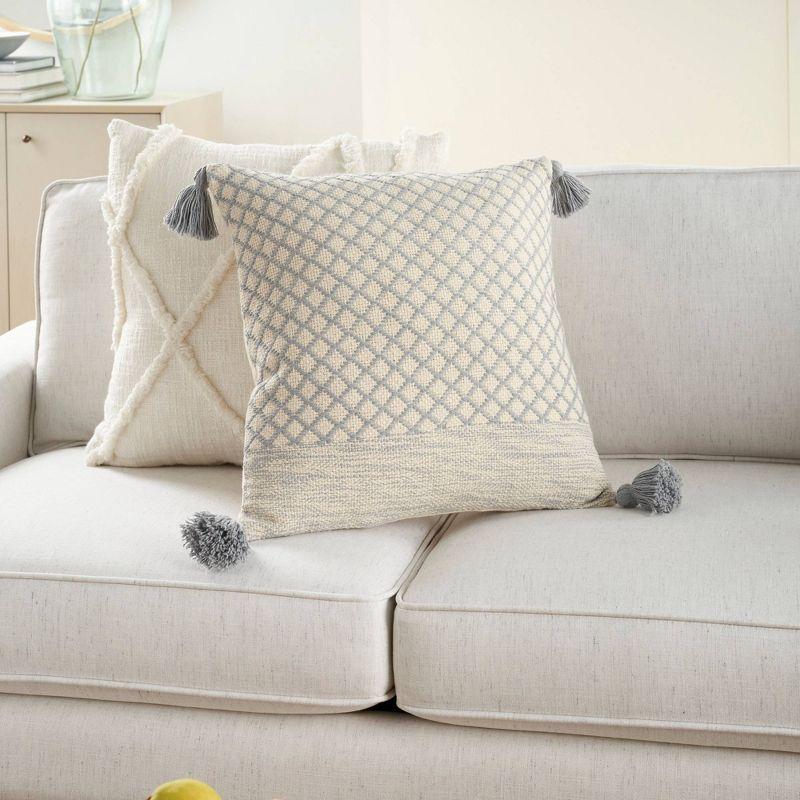 18"x18" Life Styles Lattice with Tassels Square Throw Pillow - Mina Victory