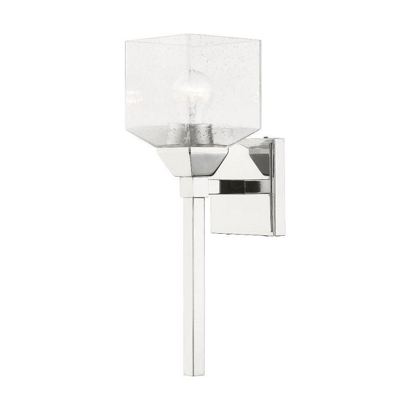 Polished Chrome Vanity Sconce with Clear Seeded Glass Shade