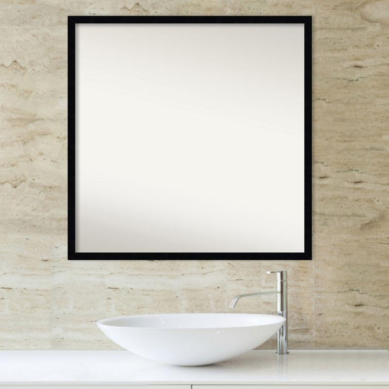 Amanti Art Svelte Noir Black Non-Beveled Wood Bathroom Wall Mirror 27.5 x 27.5 in.