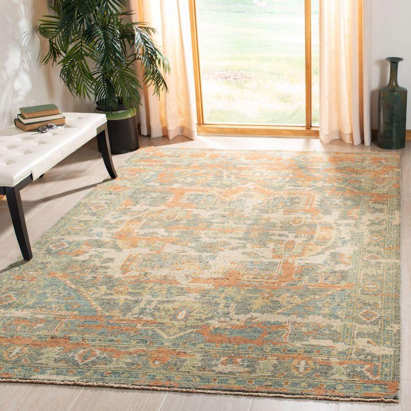 Rustic Elegance Hand-Knotted Floral Wool Rug in Rust and Taupe - 6' x 9'