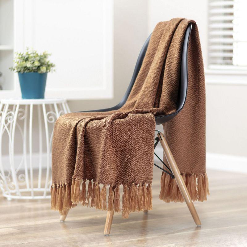 Toddler Brown Knitted Fringe Throw Blanket