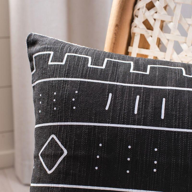 Bohemian Bliss Black and White Cotton-Linen Blend Decorative Pillow