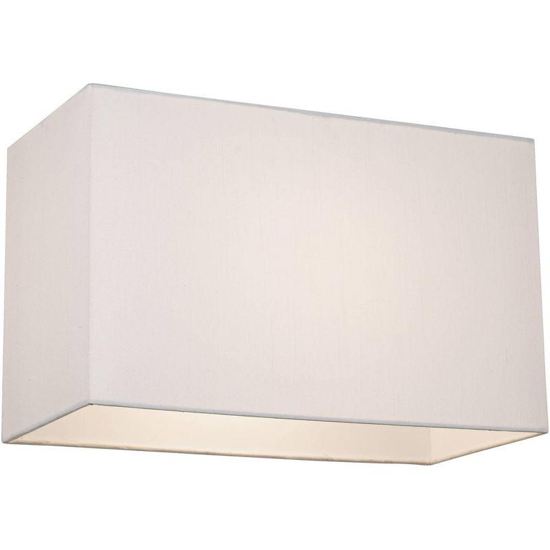 Springcrest White Medium Rectangular Hardback Lamp Shade 16" Wide x 8" Deep x 10" High (Spider) Replacement with Harp and Finial