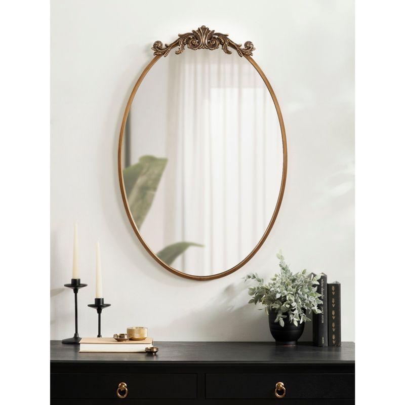 Kate & Laurel All Things Decor 24"x36" Arendahl Traditional Vertical Oval Wall Mirror Antique Gold: Ornate, No Assembly Required