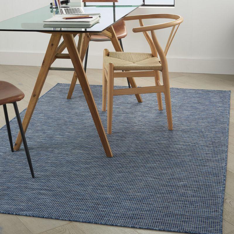 Positano Navy Blue Synthetic 5' x 7' Flatweave Indoor/Outdoor Rug