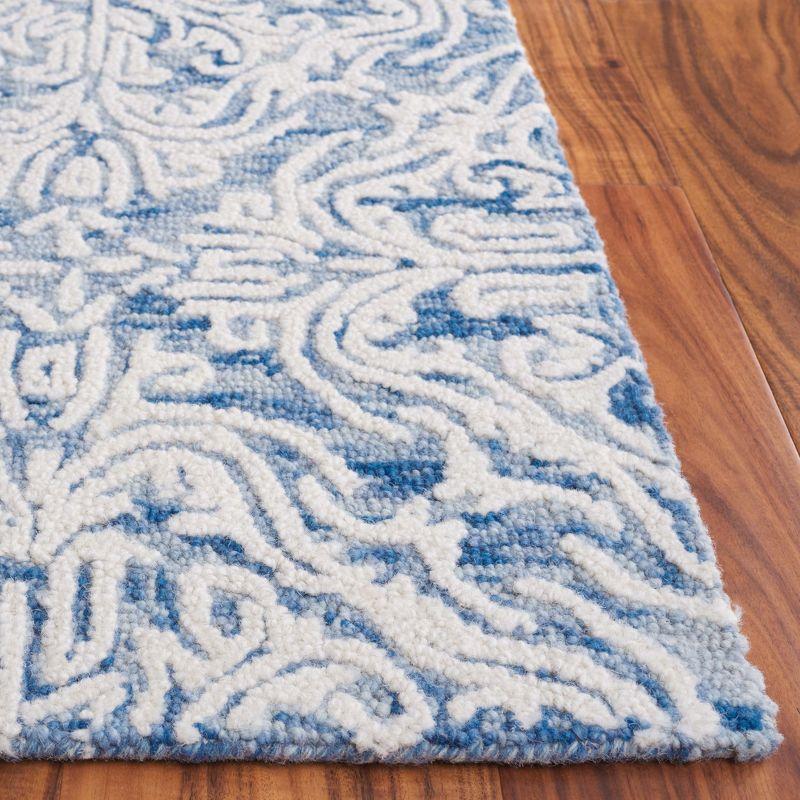 Elysian Blooms Hand-Tufted Wool Runner Rug in Blue Floral - 2'3" x 8'