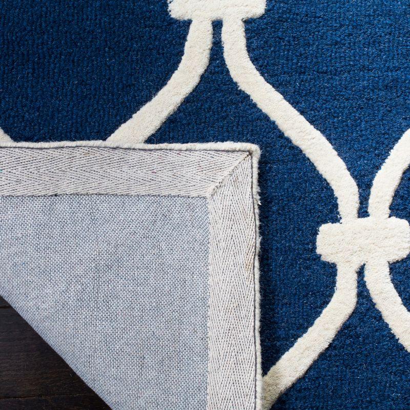 Hand-Tufted Navy & Ivory Wool Square Rug - 6'x6' Comfort