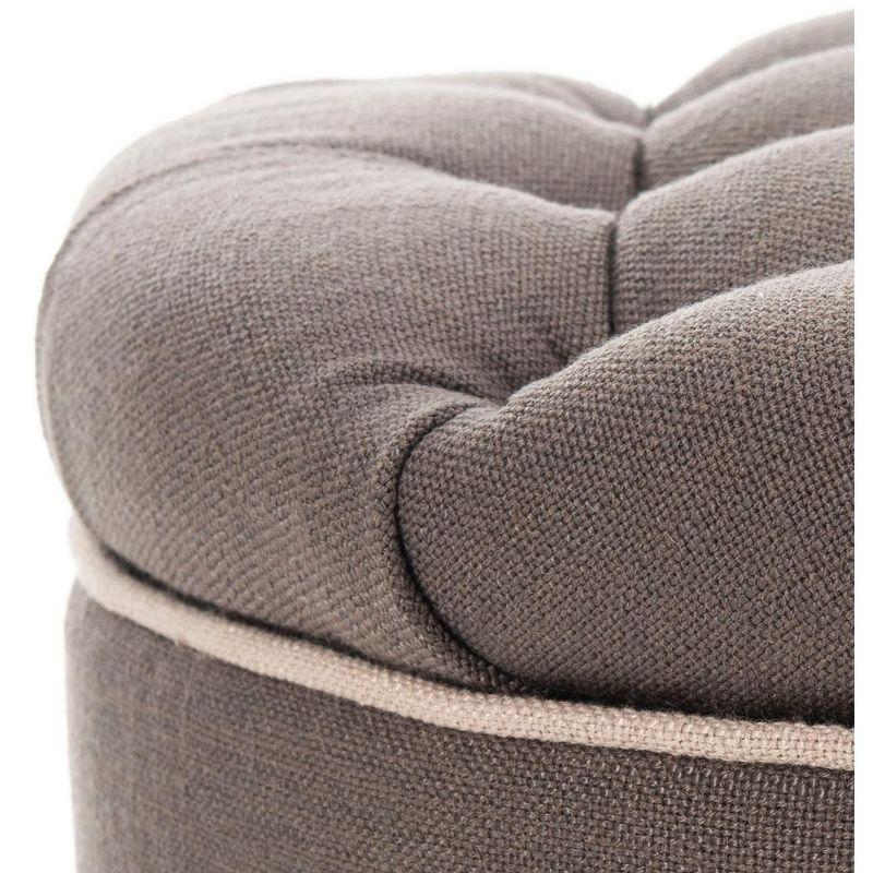 Amelia Tufted Storage Ottoman - Charcoal/True Taupe - Safavieh