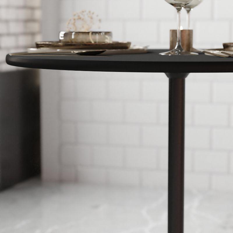 Flash Furniture Lars 30'' Round Wood Cocktail Table with 30'' and 42'' Columns, Black