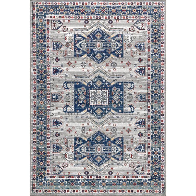 4'x6' Modern Persian Vintage Moroccan Area Rug, Light Grey/Blue - JONATHAN Y