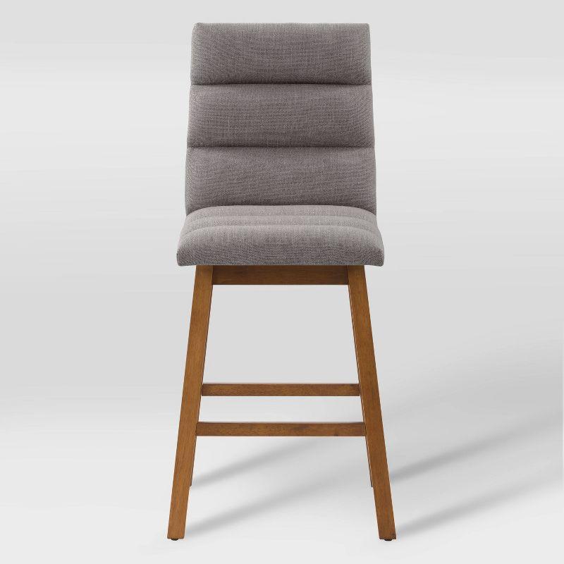 CorLiving Set of 2 Boston Channel Tufted Fabric Barstools Light Gray: Upholstered, Rubberwood Legs, Foam Padded