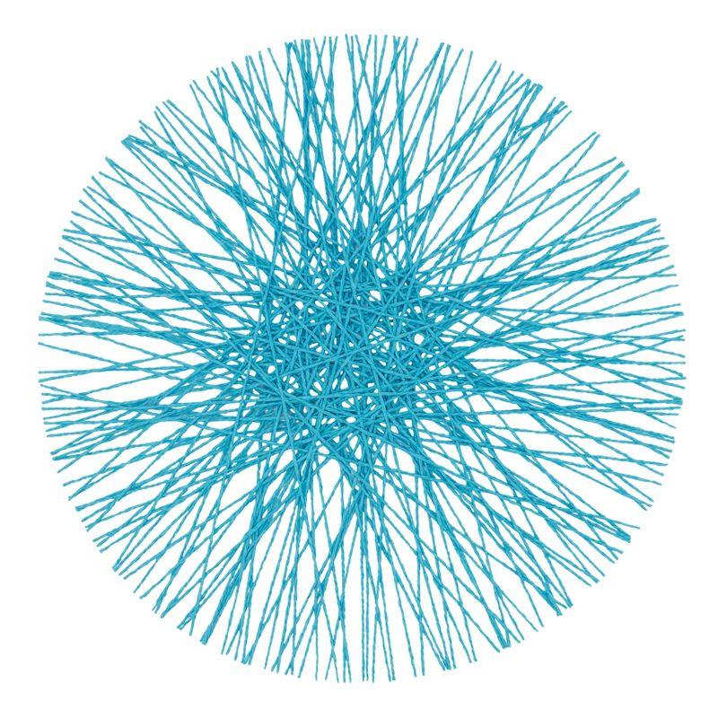 Saro Lifestyle Straw Placemat, 15" Round (Set of 4), Turquoise, 15" Round