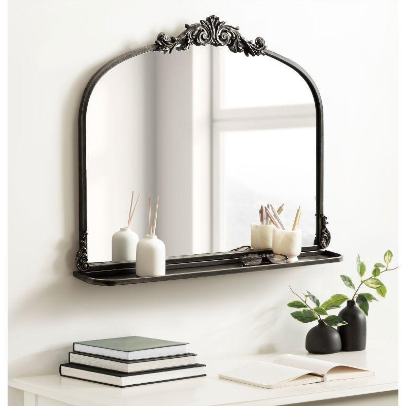 Kate & Laurel All Things Decor 33"x26" Arendahl Traditional Arch Mirror with Shelf Black