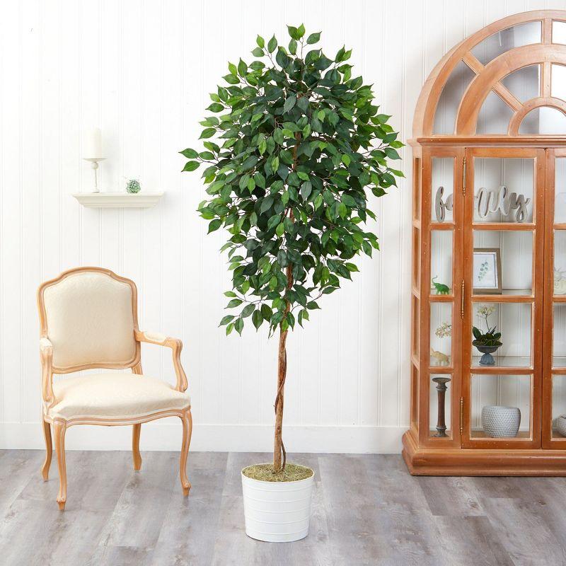 Artificial Fiddle Leaf Fig Tree 5FT, Faux Fiddle Leaf Fig Tree with Tall White Planter