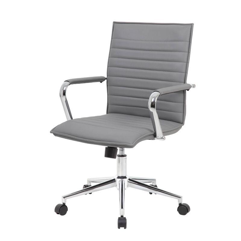 Gray Vinyl Mid-Back Task Chair with Chrome Arms