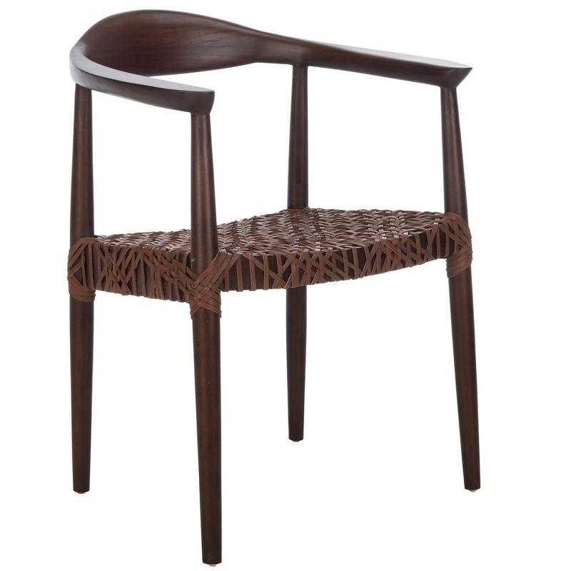 Juneau Leather Woven Accent Chair  - Safavieh