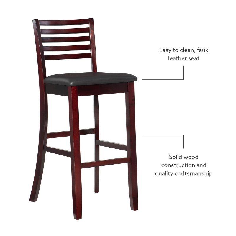 30" Torino Padded Seat Ladder Back Barstool Upholstered Seat - Espresso Wood - Linon
