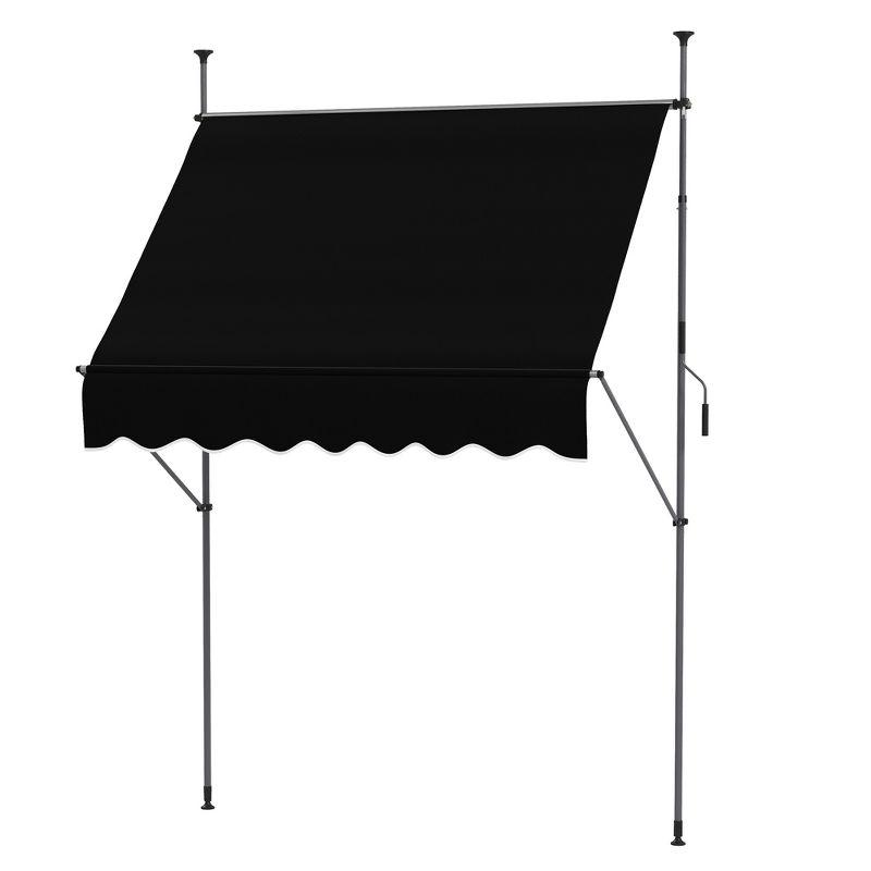 Outsunny Black Polyester Retractable Patio Awning with UV Resistant Fabric