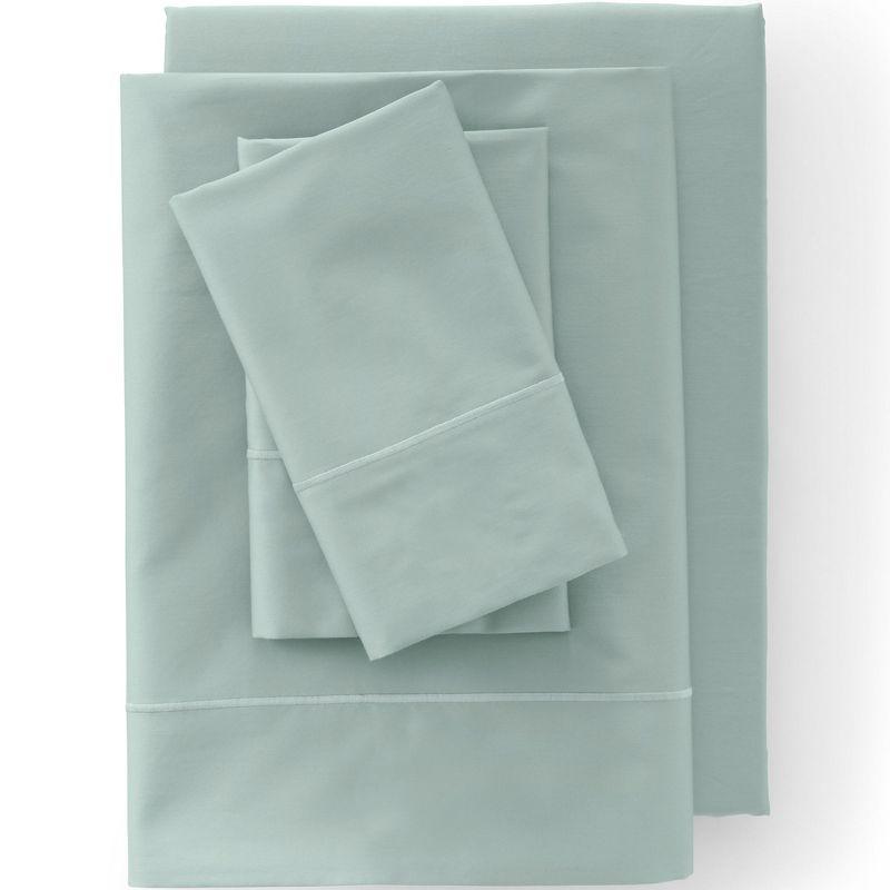Lands' End 400 Thread Count Premium Supima Cotton No Iron Sateen Fitted Bed Sheet - King - Desert Sage