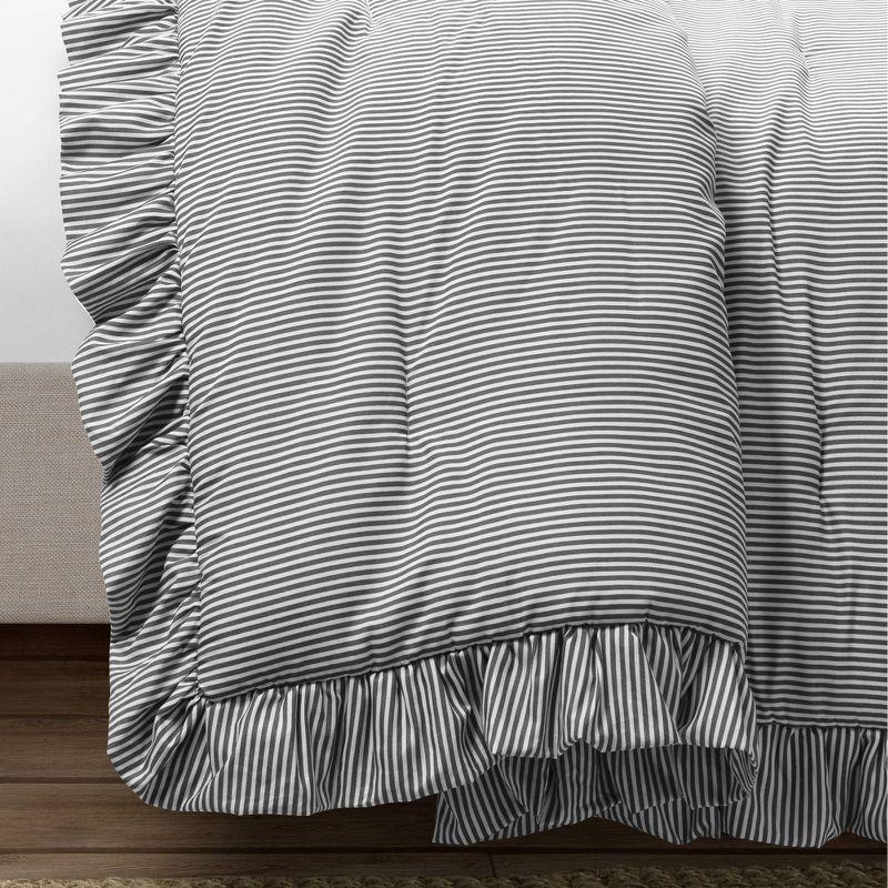 Lush Decor 3pc Reyna Stripe Reversible Comforter Bedding Set Gray/White