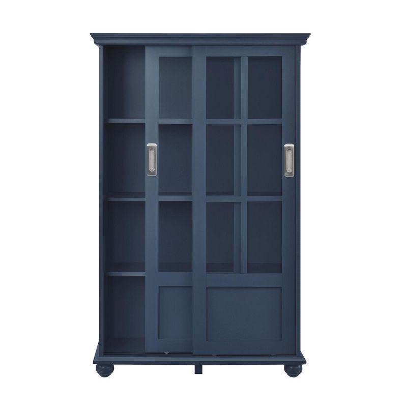 Ameriwood Home Aaron Lane Bookcase with Sliding Glass Doors, Blue