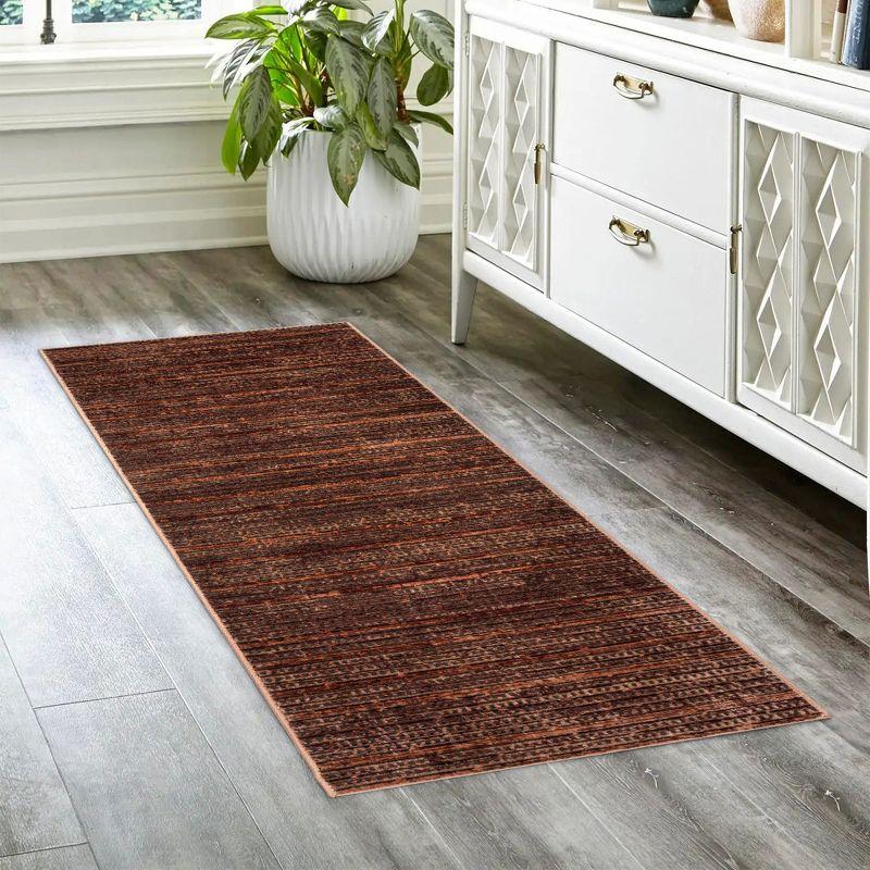 Missha Dario Modern Striped Brown Tan Polyester High-Low Indoor Area Rug