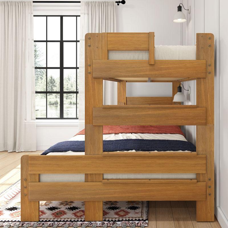 Max & Lily Solid Wood Bunk Bed, Twin XL over Queen Modern Farmhouse Platform Bed Frame For Kids