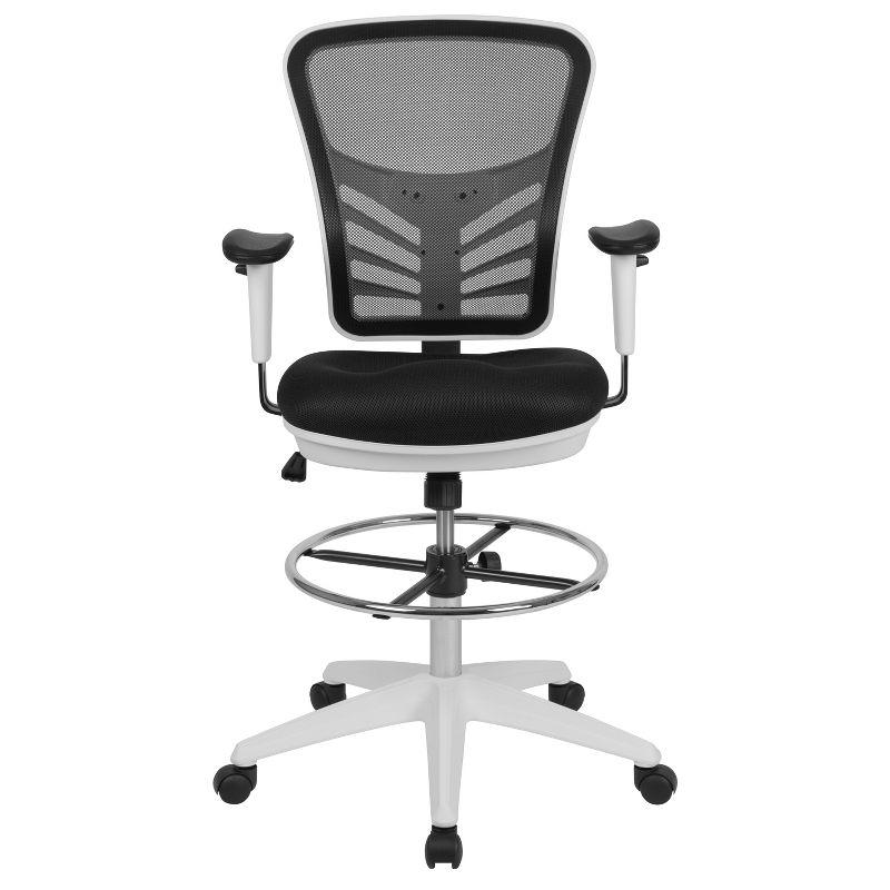 Flash Furniture Mid-Back Mesh Ergonomic Drafting Chair with Adjustable Chrome Foot Ring, Adjustable Arms