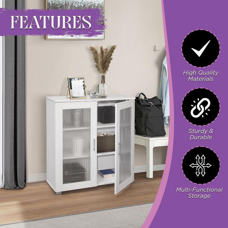 Kings Brand Furniture - 2-Door Accent Storage Cabinet, Sideboard Buffet Floor Storage Cupboard for Kitchen, Dining Room, Living Room, Entryway - White