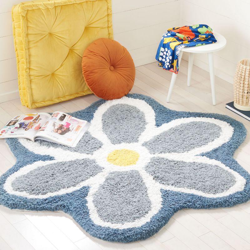 Novelty NOV902 Hand Tufted Accent Rug - Ivory/Blue - 3' round - Safavieh.