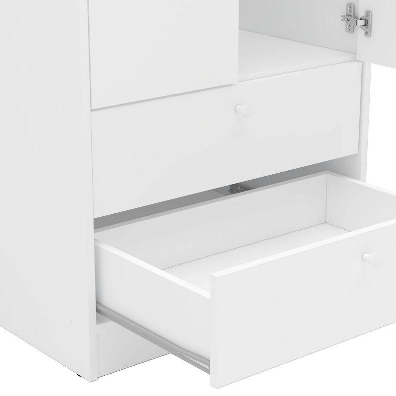 Denmark 2 Door and 2 Drawer Wardrobe White - Polifurniture: Modern Clothing Armoire with Fixed Hanging Rod