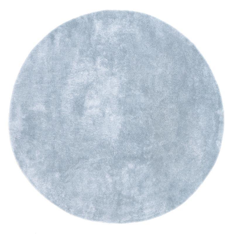 Nuloom Loni Cozy Plush Solid Pet Friendly Premium Machine Washable Shag Area Rug, Round 4', Light Blue