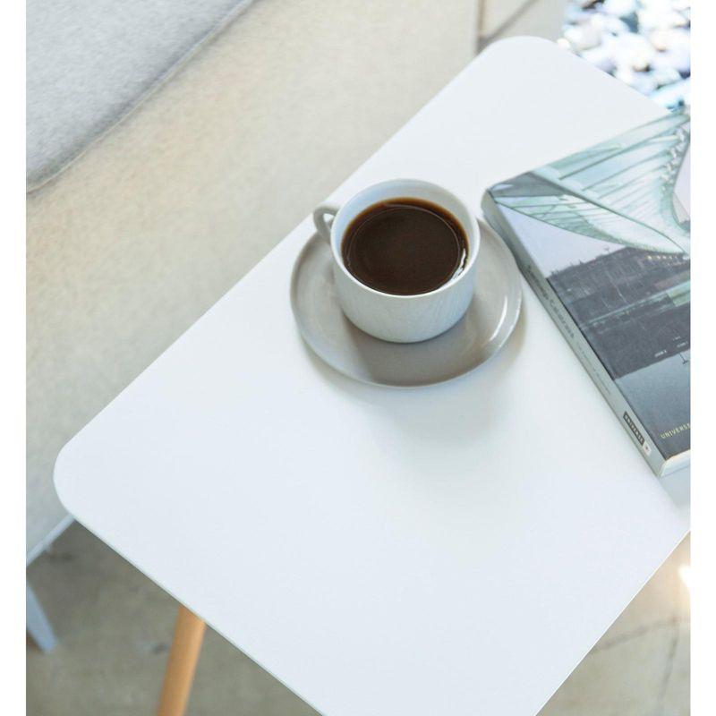 Yamazaki Home Modern Rectangular Side Table For Living Room Or Small Bedside Steel + Wood End Table