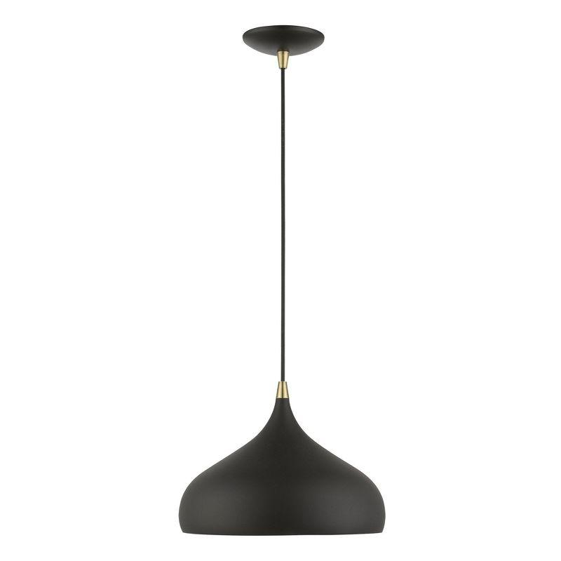 Livex Lighting Amador 1 - Light Pendant in  Textured Black/Antique Brass