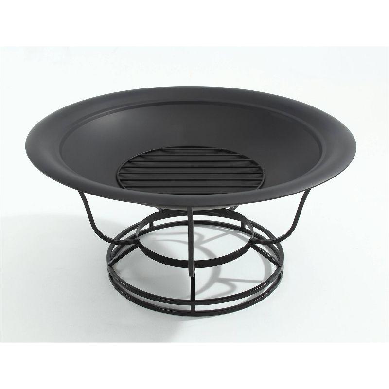 Buckner Firepit - Black - Crosley: Steel Construction, Mesh Guard, Poker & Cover Included