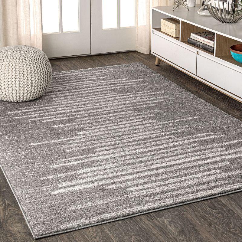 3'x5' Aya Berber Stripe Geometric Area Rug, Gray/Cream - JONATHAN Y