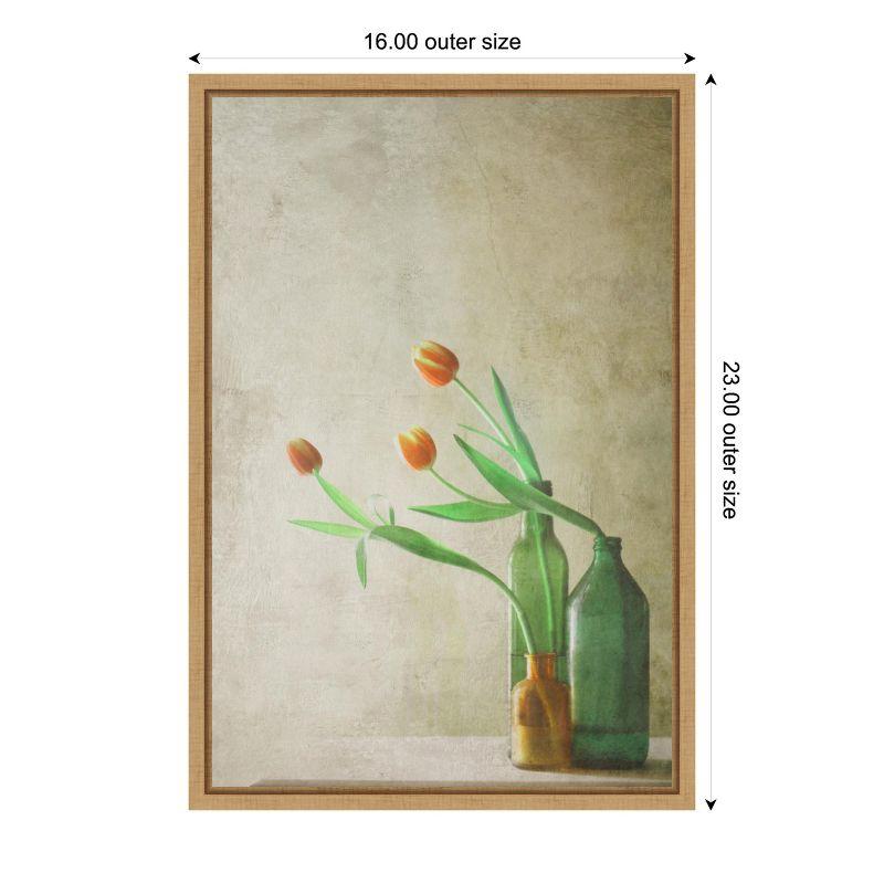 Amanti Art Three Tulip Flowers by Delphine Devos Canvas Wall Art Print Framed 16 x 23-in.