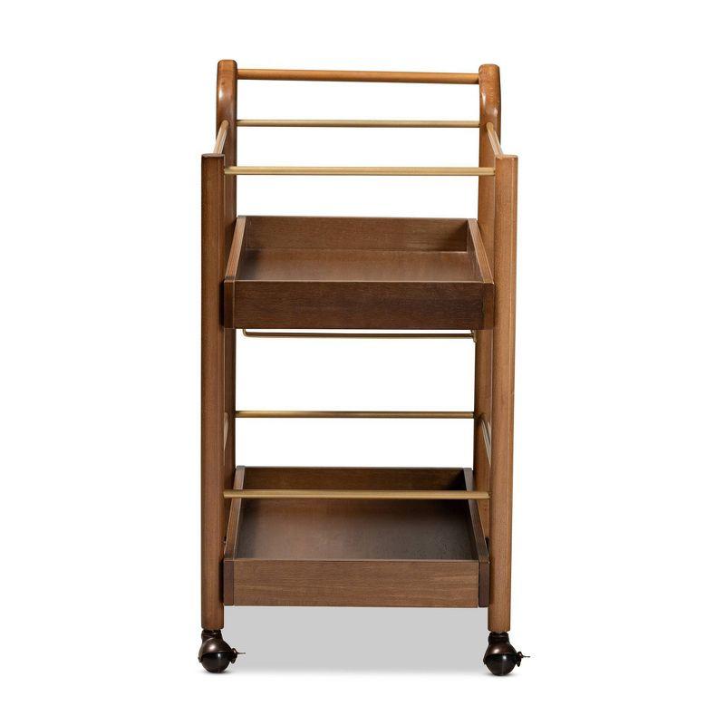 2 Tier Tahir Metal Mobile Bar Cart Brow/Gold - Baxton Studio