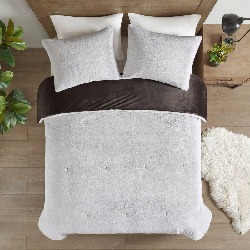 Ivory Faux Fur King Down Alternative Comforter Set