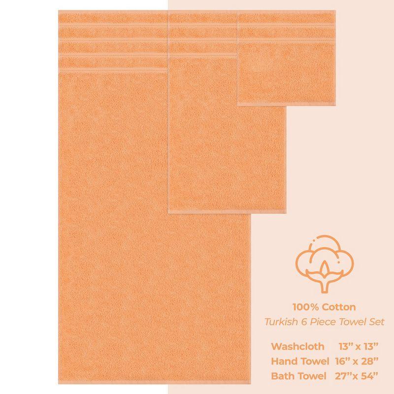 American Soft Linen 6 Piece Towel Set, 100% Cotton Bath Towels for Bathroom, Malibu Peach