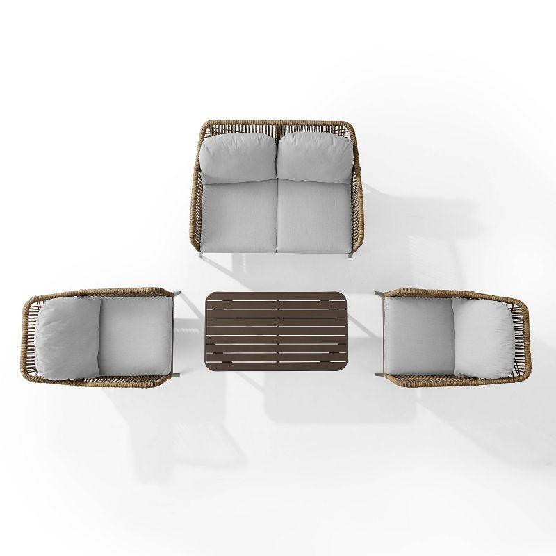 Haven 4pc Outdoor Wicker Conversation Set: Weather-Resistant, Steel Frame, Polyester Cushions - Crosley