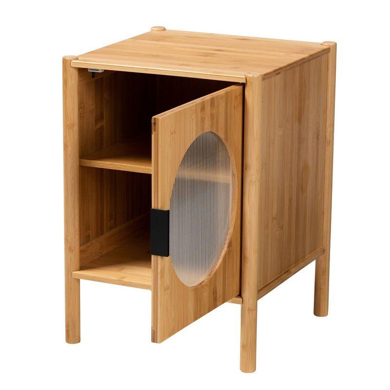 Naresh Bamboo Wood 1 Door End Table Natural Brown - Baxton Studio