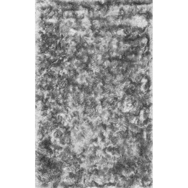 Silver 4' x 6' Handmade Tufted Shag Rug