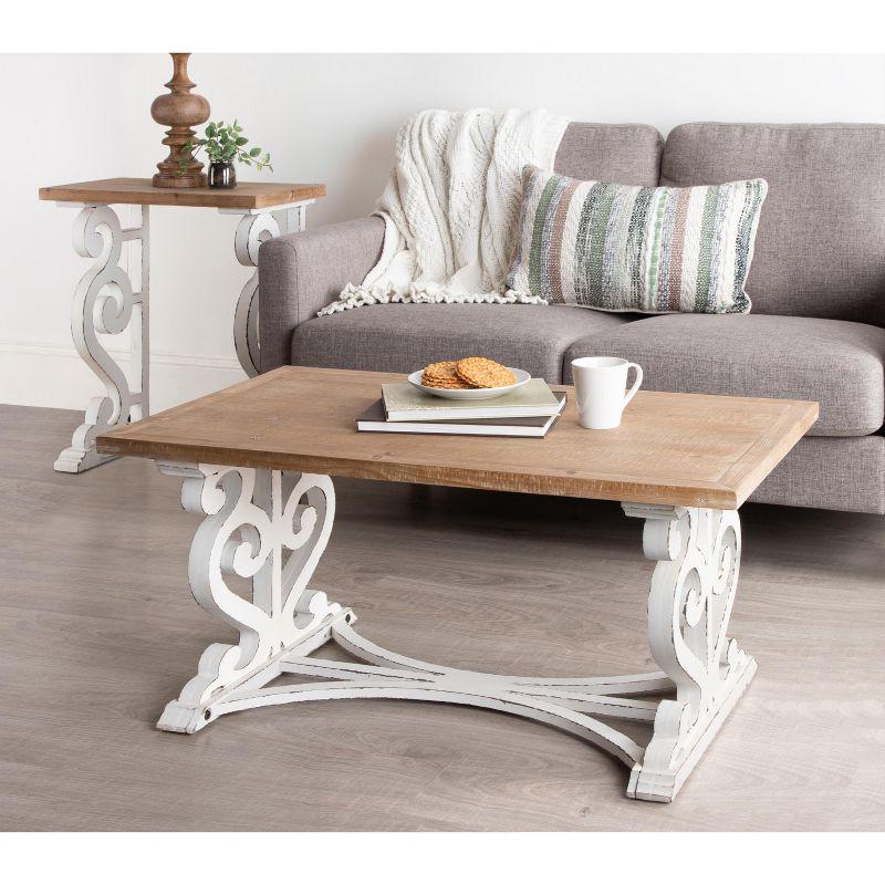 Kate and Laurel Wyldwood Rectangle Wood Coffee Table, 38x23x18, Rustic Brown and White