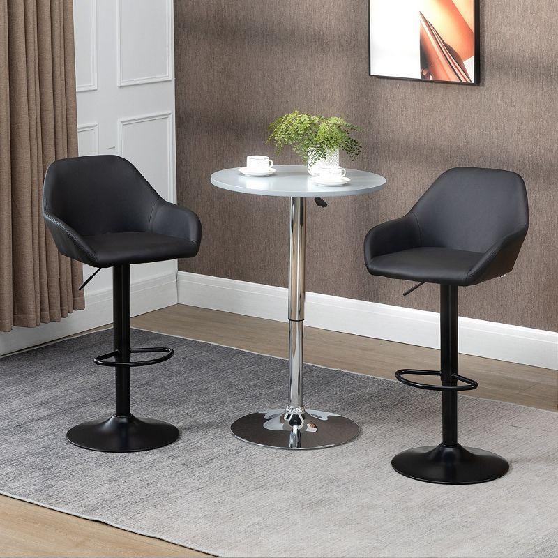 Swivel 58cm Adjustable Black Metal Bar Stools with Footrest - Set of 2