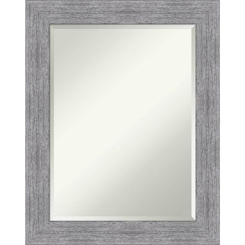 Gray Bark Rustic Rectangular Wall Mirror with Beveled Glass